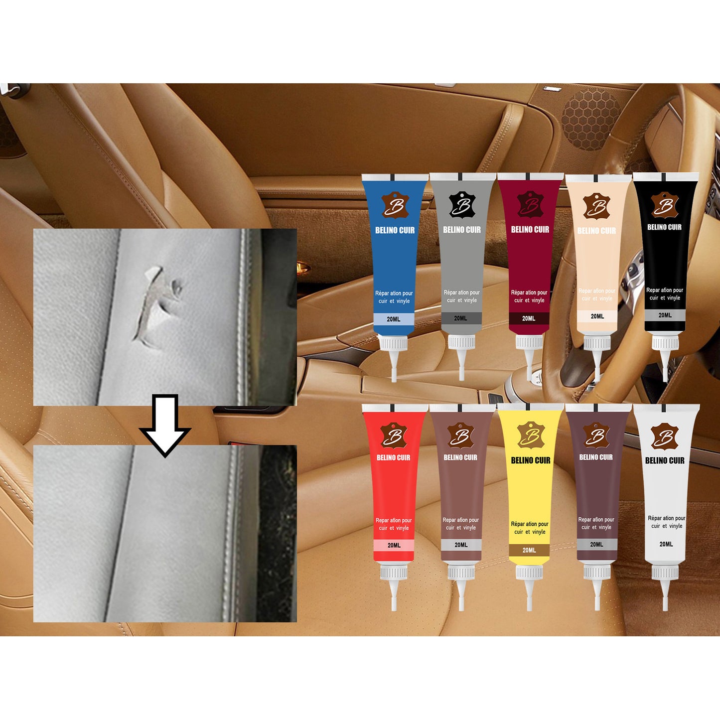 Leather Repair Cream - Scratched and Cracked Car or Sofa Leather